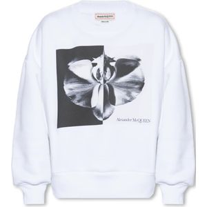 Alexander McQueen, Sweatshirts & Hoodies, Dames, Wit, XS, Katoen, Katoenen sweatshirt