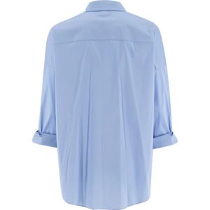 Brunello Cucinelli, Blouses & Shirts, Dames, Blauw, L, Katoen, Stretch Katoen Poplin Juweel Shirt