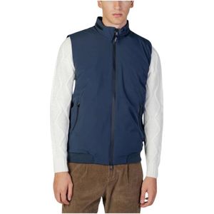 Aquascutum, Mouwloze actieve vest met verborgen capuchon Blauw, Heren, Maat:M