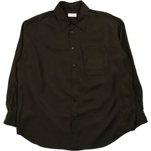 Lemaire, Overhemden, Heren, Bruin, M, Lange mouwen shirt met dubbele zak in zwart