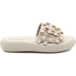 Vic Matié, Ivoor Fringe Donut Slipper Beige, Dames, Maat:36 EU