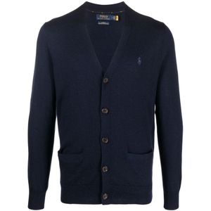 Polo Ralph Lauren, Truien, Heren, Blauw, XL, Blauwe Cardigan