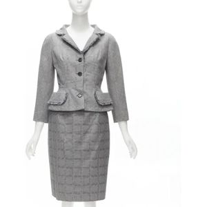 Dior Vintage, Pre-owned, Dames, Grijs, S, Wol, Pre-owned Wool outerwear