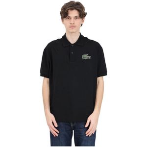 Lacoste, Zwart Poloshirt met Groene Krokodil Borduursel Zwart, Heren, Maat:XS