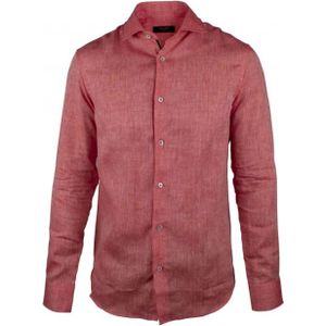 Moorer, Rode Linnen Overhemd met Lange Mouwen Rood, Heren, Maat:XL