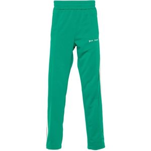 Palm Angels, Groene Logo Broek met Strepen Groen, Heren, Maat:L