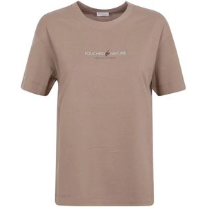 Brunello Cucinelli, Tops, Dames, Bruin, L, Katoen, Bruine T-Shirt Collectie