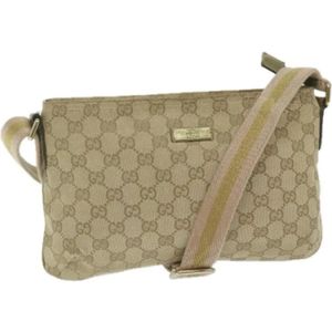 Gucci Vintage, Pre-owned, Dames, Beige, ONE Size, Pre-owned Canvas gucci-bags