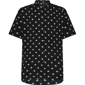 Balmain, Overhemden, Heren, Zwart, L, Zwart kort mouwloos shirt met sterrenprint