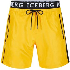 Iceberg, Badkleding, Heren, Geel, S, Polyester, Logo Swim Trunks Boxer Swimsuit