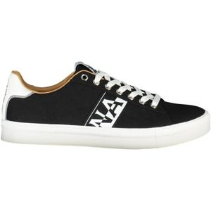 Napapijri, Schoenen, Heren, Zwart, 42 EU, Polyester, Zwarte Vetersneakers met Contrasterende Accenten