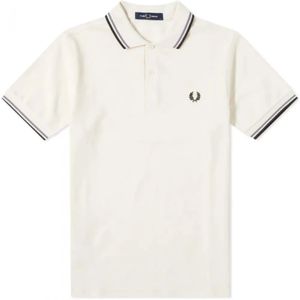 Fred Perry, Slim Fit Twin Tipped Polo in Snow White en Light Oyster Wit, Heren, Maat:XL