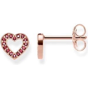 Thomas Sabo, Hartvormige Zilveren Oorbellen met Roségouden Coating Geel, Dames, Maat:ONE Size