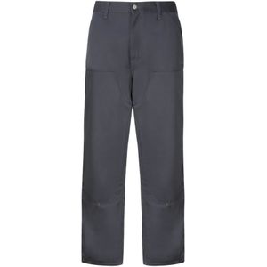 Carhartt Wip, Broeken, Heren, Grijs, W36, Katoen, Grijze Twill Broek met Logo