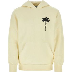 Palm Angels, Sweatshirts & Hoodies, Heren, Geel, XL, Katoen, Crèmekleurige katoenen sweatshirt