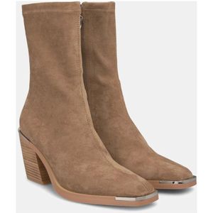 Alma EN Pena, Schoenen, Dames, Beige, 38 EU, Vierkante neus hak enkellaarzen