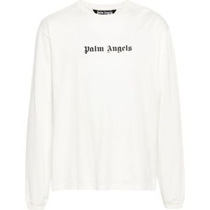 Palm Angels, Tops, Heren, Wit, XL, Katoen, Long Sleeve Tops