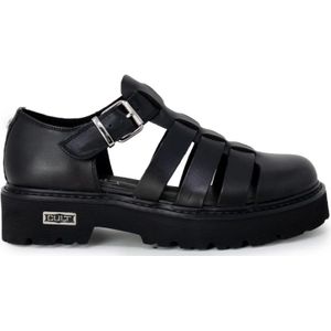 Cult, Leren sandalen met gesp/strik Zwart, Dames, Maat:39 EU