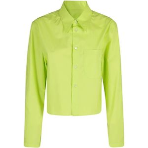 MM6 Maison Margiela, Blouses & Shirts, Dames, Geel, S, Stijlvolle Lange Mouw Shirt