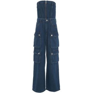 Liu Jo, Jumpsuits & Playsuits, Dames, Blauw, W26, Denim, Cargo Denim Overall met Rits