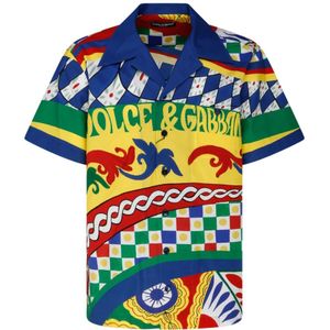 Dolce & Gabbana, Tops, Heren, Veelkleurig, M, Katoen, Multicolor Carretto Print Overhemd