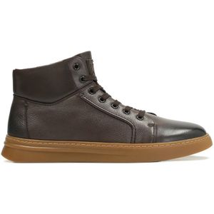 Kazar, Schoenen, Heren, Bruin, 45 EU, Leer, Bruin Leren High-Top Sneakers