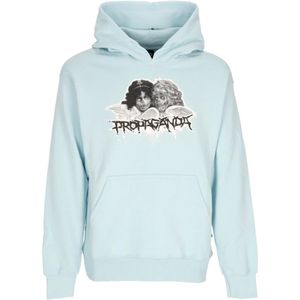 Propaganda, Sweatshirts & Hoodies, Heren, Blauw, L, Katoen, Geborduurde Logo Hoodie met Kangoeroezak