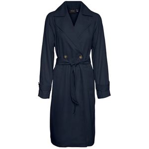 Vero Moda, Mantels, Dames, Blauw, XL, Lange Trenchcoat met klassieke revers