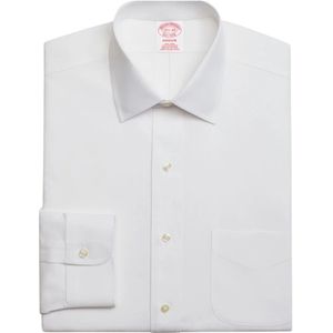 Brooks Brothers, Overhemden, Heren, Wit, XL, Katoen, Witte Regular Fit Non-Iron Stretch Katoenen Overhemd met Ainsley Kraag