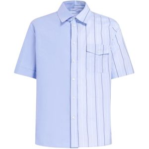 Marni, Overhemden, Heren, Blauw, L, Katoen, poplin half-and-half shirt