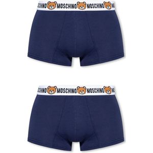 Moschino, Ondergoed, Heren, Blauw, XS, Katoen, Merkboxers 2-pack