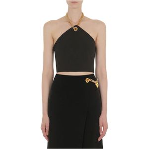 Moschino, Zwarte Top voor Vrouwen Zwart, Dames, Maat:S