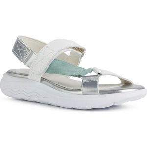 Geox, Schoenen, Dames, Wit, 37 EU, Leer, Witte platte sandalen voor vrouwen