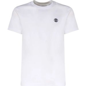 Burberry, Tops, Heren, Wit, XL, Katoen, Witte Jersey Geweven Logo T-shirt