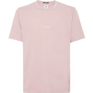 C.p. Company, Italiaans Jersey Gekleurd Logo T-Shirt Roze, Heren, Maat:L