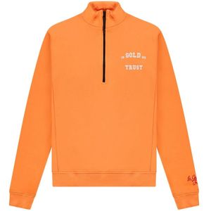 In Gold We Trust, Slim Half Zip Sweater Oranje, Heren, Maat:2XL