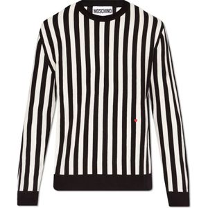 Moschino, Sweatshirts & Hoodies, Heren, Wit, M, Katoen, Striped sweatshirt