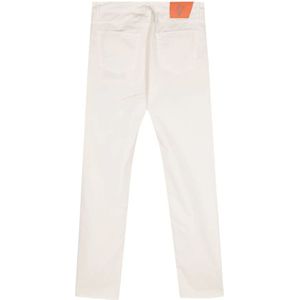 Hand Picked, Jeans, Heren, Wit, W36, Katoen, Geborduurd Logo Slim Fit Witte Jeans