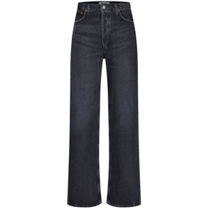 Agolde, Moderne Loose Fit Straight Jeans Grijs, Dames, Maat:W30