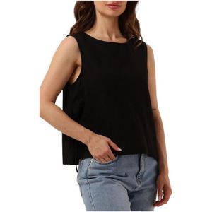 Neo Noir, Tops, Dames, Zwart, L, Linnen, Zwarte Linnen Top Svetlana Stijl