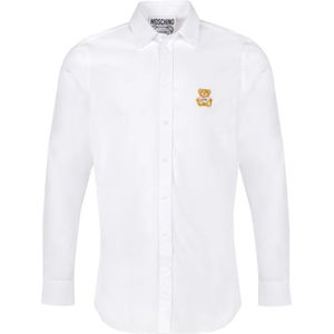 Moschino, Teddybeer Katoenen Overhemd Wit, Heren, Maat:L