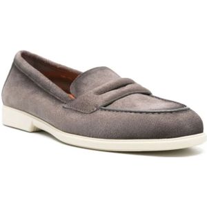 Santoni, Schoenen, Heren, Grijs, 43 EU, Suède, Grijze Suède Instappers