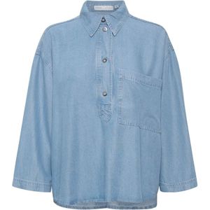 InWear, Lichtblauwe Denim Blouse met Korte Mouwen Blauw, Dames, Maat:M