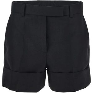 Thom Browne, Korte broeken, Dames, Zwart, S, Wol, Zwarte Wollen Sack Shorts