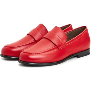 Cesare Gaspari, Schoenen, Dames, Rood, 41 EU, Leer, Rode leren blokhak loafers