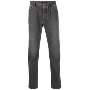 Palm Angels, Slim-fit vervaagde zwarte jeans Zwart, Heren, Maat:W30