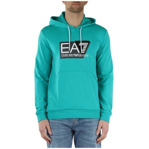 Emporio Armani Ea7, Sweatshirts & Hoodies, Heren, Groen, M, Katoen, Katoenen hoodie met logo print