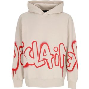 Disclaimer, Sweatshirts & Hoodies, Heren, Beige, M, Grote Logo Hoodie Safari Streetwear