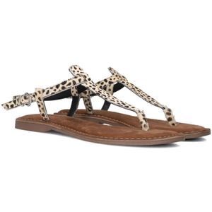 Lazamani, Schoenen, Dames, Veelkleurig, 36 EU, Suède, Beige Sandalen met Dierenprint