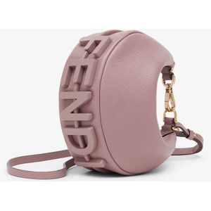 Fendi, Tassen, Dames, Roze, ONE Size, Leer, Roze Geëmailleerde Letters Crossbody Tas